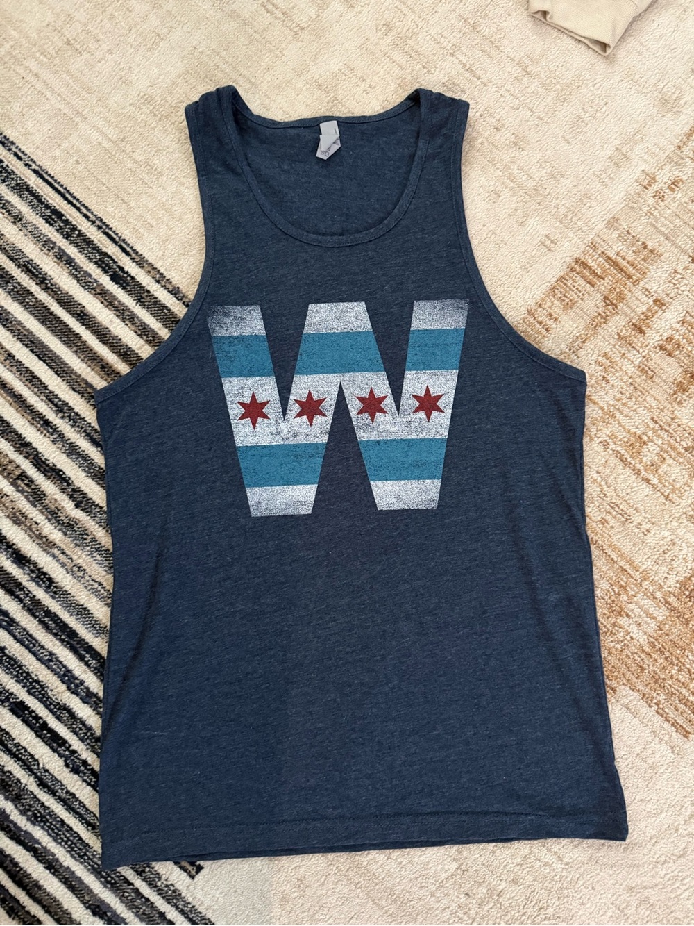 Chicago Cubs “W” Flag Navy Blue Tank with Distressed Graphic